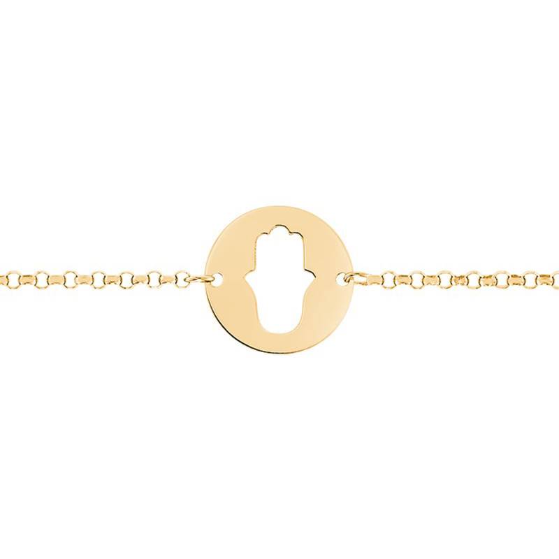750 Yellow Gold Hand of Fatima Bracelet, Length 18,5 cm - Caterina B