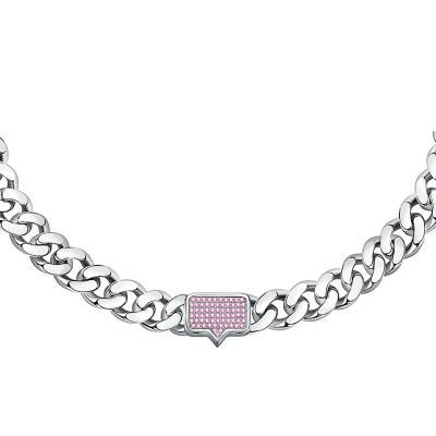 Collier eyelike argenté cristaux roses, collection Chain, 38 à 45 cm - J19AUW15 - Chiara Ferragni