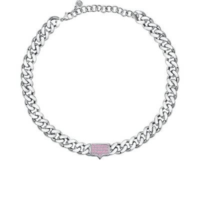 Collier eyelike argenté cristaux roses, collection Chain, 38 à 45 cm - J19AUW15 - Chiara Ferragni