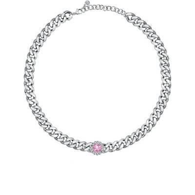 Collier chaîne argenté cristal rose, collection Chain, 38 à 42 cm - J19AUW20 - Chiara Ferragni
