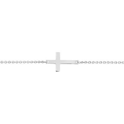 750/1000 White Gold Simple Cross Bracelet, Length 18.5 cm - Caterina B