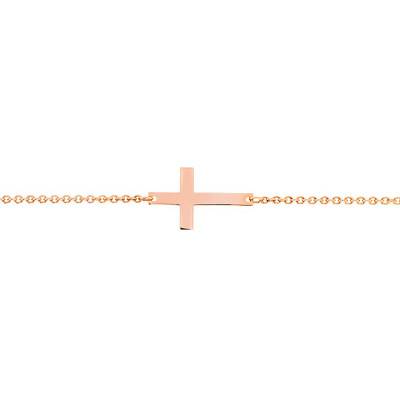 Bracelet Croix Simple Or Rose 750, Longueur 18,5 cm - Caterina B