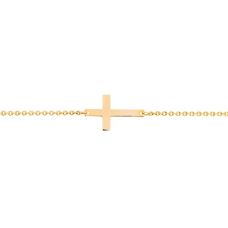 750 Yellow Gold Simple Cross Bracelet, Length 18,5 cm - Caterina B