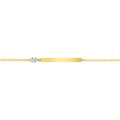Bracelet plaque rectangulaire diamant & Or Jaune 750, Longueur 17,5 cm - Caterina B