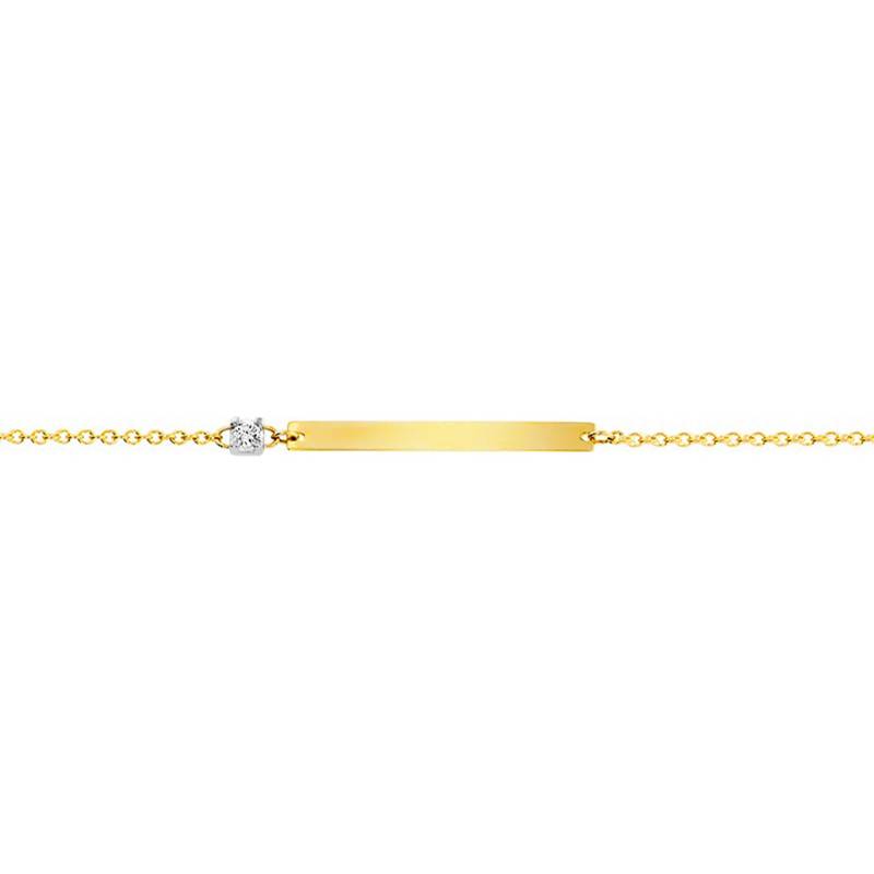 750/1000 Yellow Gold & Diamond Rectangular Plate Bracelet 17.5 cm - Caterina B