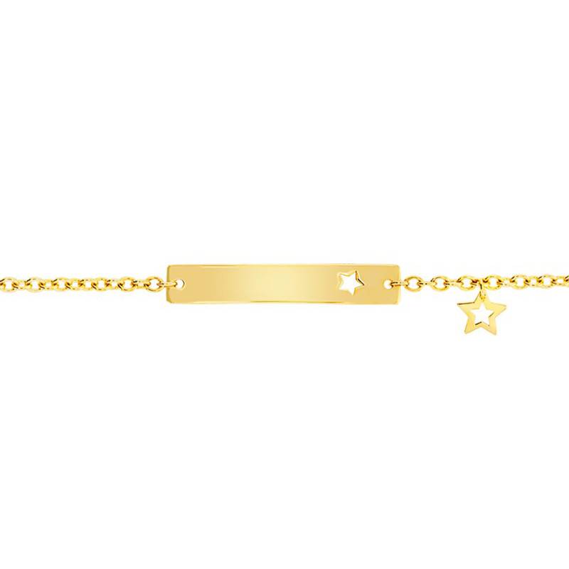 750/1000 Yellow Gold Openwork Star Plate Bracelet, Length 15.5 cm to 17.5 cm - Caterina B