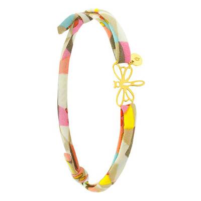 18K Yellow Gold Dragonfly Fabric Bracelet, Length 19 cm - Caterina B