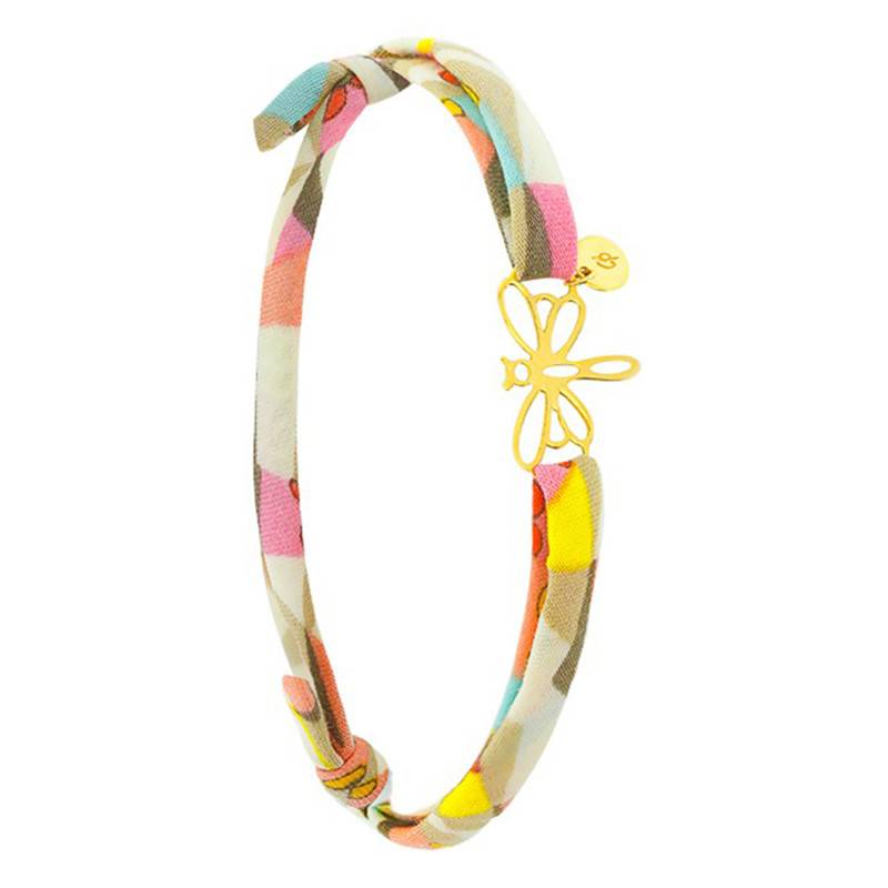 18K Yellow Gold Dragonfly Fabric Bracelet, Length 19 cm - Caterina B
