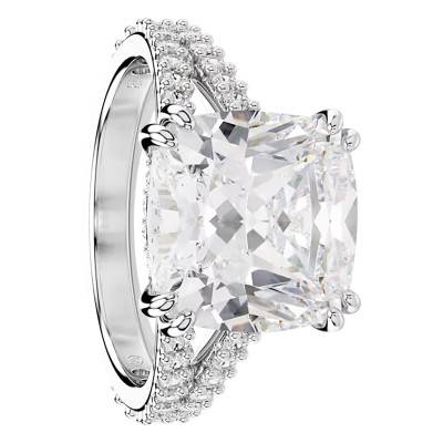 Stilla Rhodium-Plated Metal & White Crystals Ring - 5709901 - Swarovski
