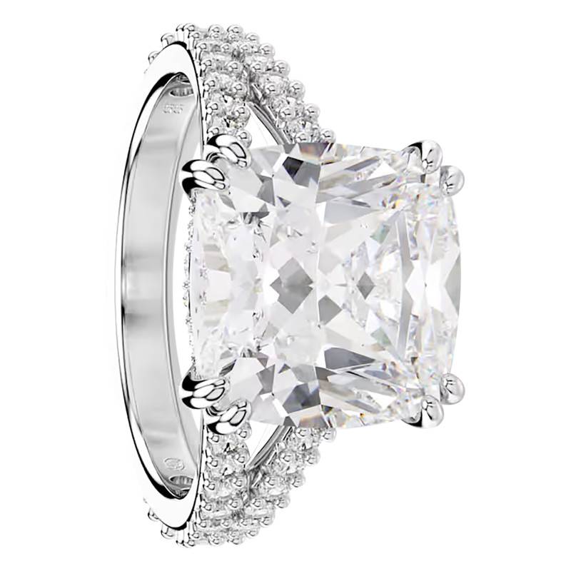 Stilla Rhodium-Plated Metal & White Crystals Ring - 5709901 - Swarovski