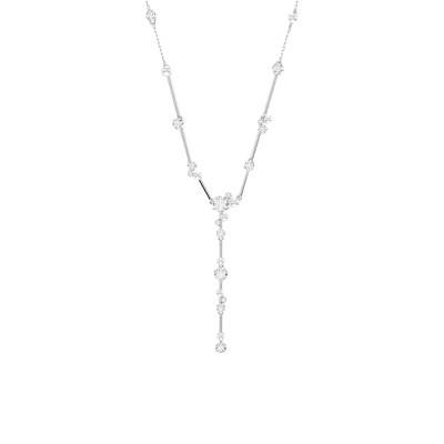 Constella Y Rhodium-Plated Metal Necklace with White Crystals & Pearls, Length 38 cm to 48 cm - 5711830 - Swarovski