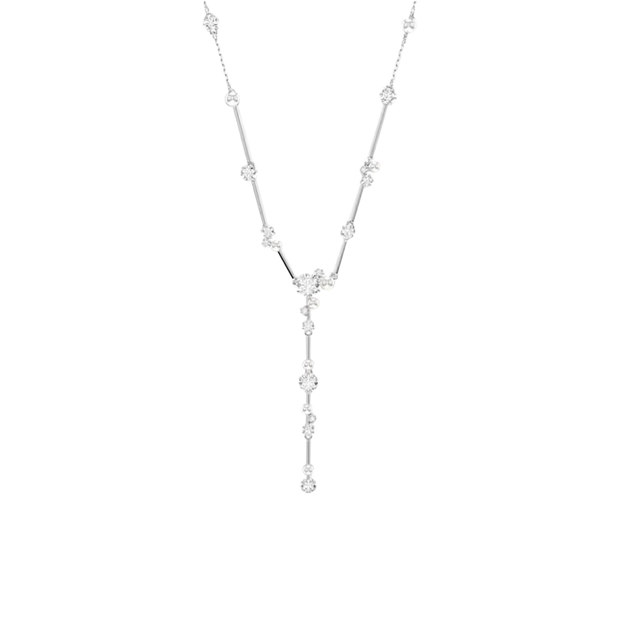 Collier Mi-long Rétro – Argent Rhodié, Perle D'hématite Et Cristaux, Très Bon état