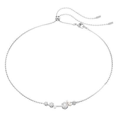 Constella Rhodium-Plated Metal Necklace with White Crystals & Pearls, Length 38 cm to 48 cm - 5705626 - Swarovski
