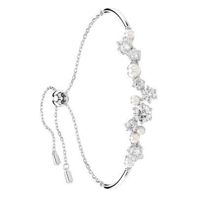 Constella Rhodium-Plated Metal Crystal & Pearl Bracelet, Adjustable Length 24 cm - 5705618 - Swarovski