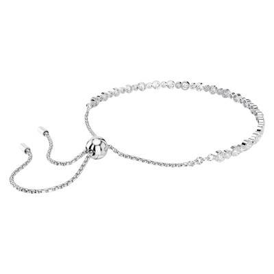 Matrix Tennis Bracelet in Rhodium-Plated Metal & White Crystals, Adjustable Length 24 cm - 5677813 - Swarovski