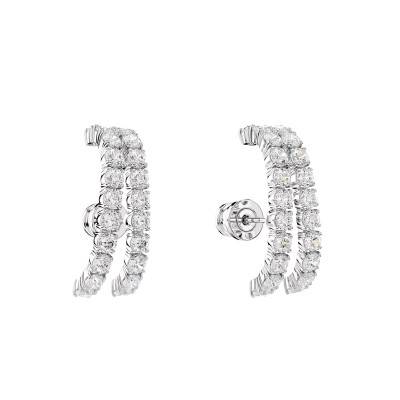 "Matrix Ear Cuff Earrings in Rhodium-Plated Metal & White Crystals - 5705835" - Swarovski
