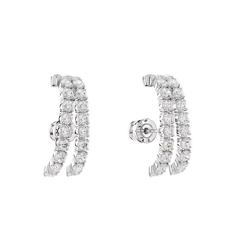 "Matrix Ear Cuff Earrings in Rhodium-Plated Metal & White Crystals - 5705835" - Swarovski