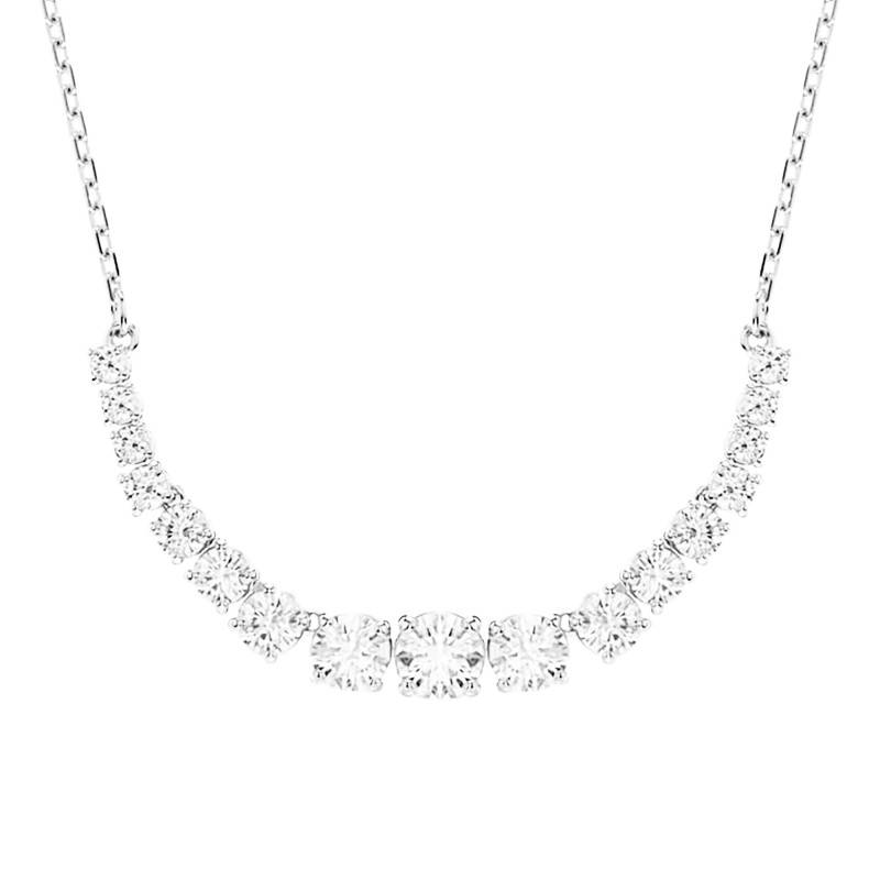 Matrix Rhodium-Plated Metal White Crystal Necklace, Length 42 cm to 49 cm - 5705396 - Swarovski
