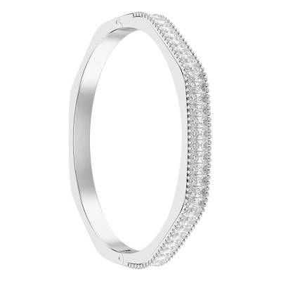 Matrix Bangle Bracelet in Rhodium-Plated Metal & White Crystals, Length 16 cm to 18,50 cm - 5720622 - Swarovski