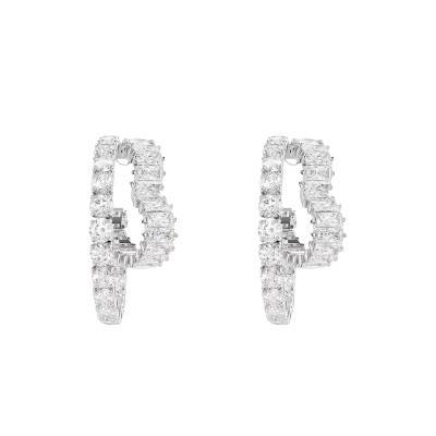 Créoles Matrix Anneaux et Coeurs Métal Rhodié & Cristaux Blancs - 5705748 - Swarovski