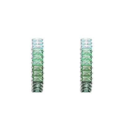 Créoles Matrix Octogonales Métal Rhodié & Cristaux Verts - 5705787 - Swarovski
