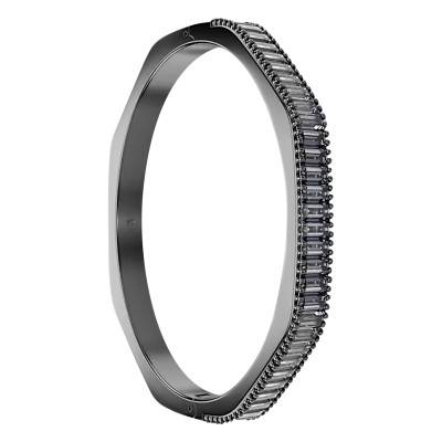 Matrix Ruthenium-Plated Metal & Gray Crystals Bangle Bracelet, Length 16 cm to 18.50 cm - 5720366 - Swarovski