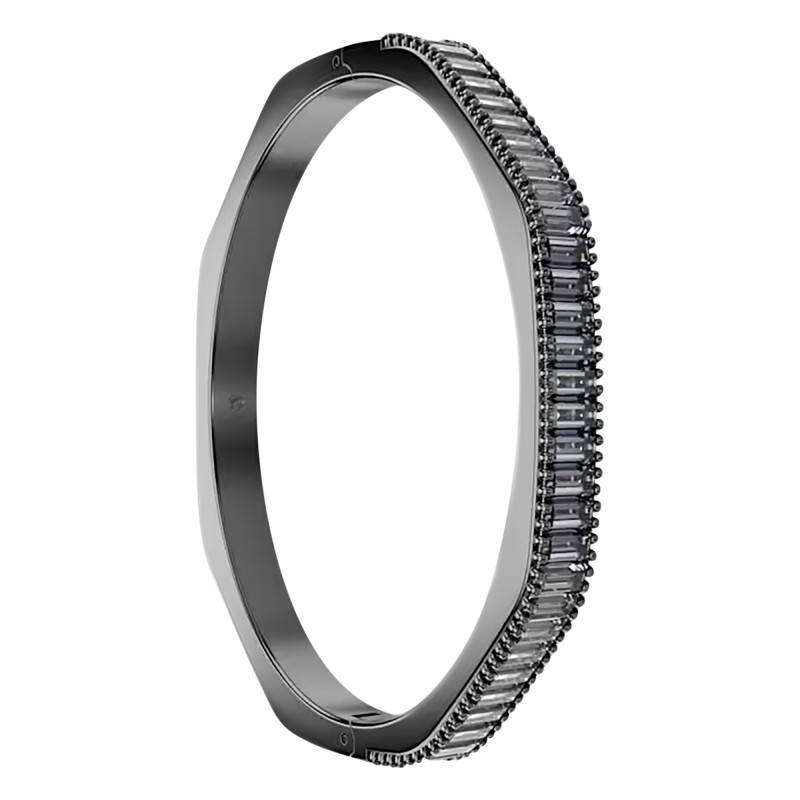 Matrix Ruthenium-Plated Metal & Gray Crystals Bangle Bracelet, Length 16 cm to 18.50 cm - 5720366 - Swarovski
