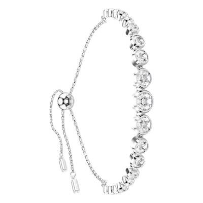 Imber Rhodium-Plated Metal & White Crystals Tennis Bracelet, Adjustable Length 24 cm - 5705451 - Swarovski