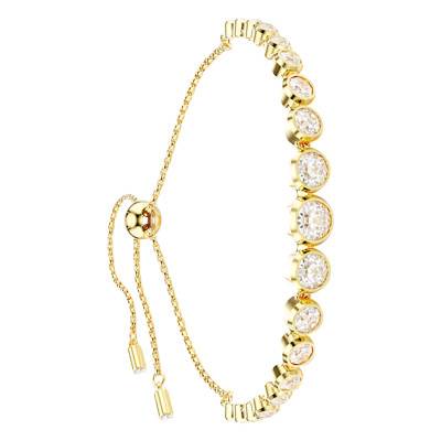 Imber Tennis Bracelet in Gold-Tone Metal & White Crystals, Adjustable Length 24 cm - 5705450 - Swarovski