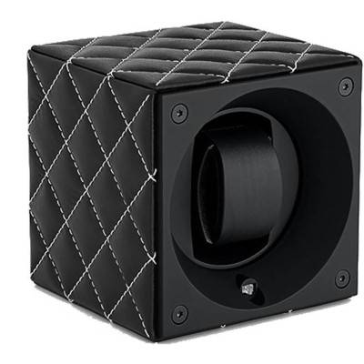 Ecrin Rotatif Masterbox Leather - Black Toledo Leather/White Stitches - Swiss Kubik