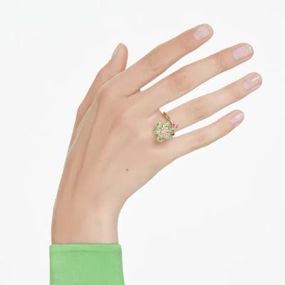 Idyllia Gold-Toned Metal & Multicolor Crystals Open Flower Ring - 5720297 - Swarovski
