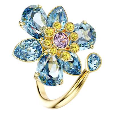 Idyllia Open Flower Ring in Gold-Tone Metal & Multicolor Crystals - 5721585 - Swarovski