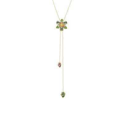 Collier en Y Idyllia Fleur Métal Doré & Cristaux Multicolores, Longueur 42 à 70 cm - 5717158 - Swarovski