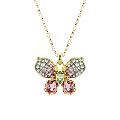 Idyllia Butterfly Necklace in Gold-Tone Metal & Multicolor Crystals, Length 42 cm to 49 cm - 5709950 - Swarovski