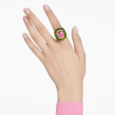 Bague Cocktail Dulcis Métal Doré, Résine Verte & Cristaux Bicolores - 5709969 - Swarovski