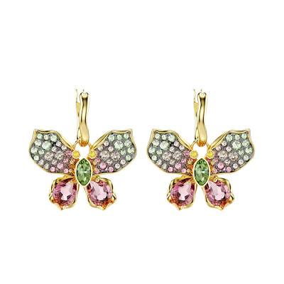Idyllia Butterfly Drop Earrings in Gold-Tone Metal & Multicolor Crystals - 5709953 - Swarovski