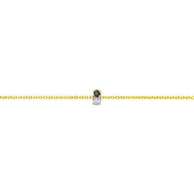 750 Yellow Gold & Double Diamond Bracelet, Length 18.5 cm, Width 1 mm - Caterina B