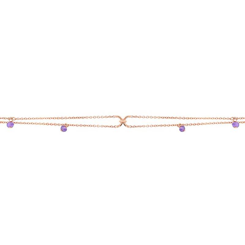 750 Rose Gold & Amethyst Bracelet, 18 cm - Caterina B