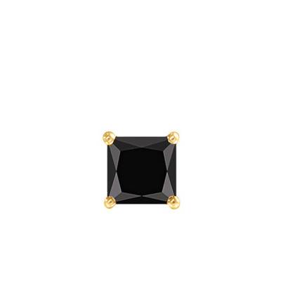 1 750/1000 Yellow Gold & Black Square 0,50 ct Stud Earring - Emanessence