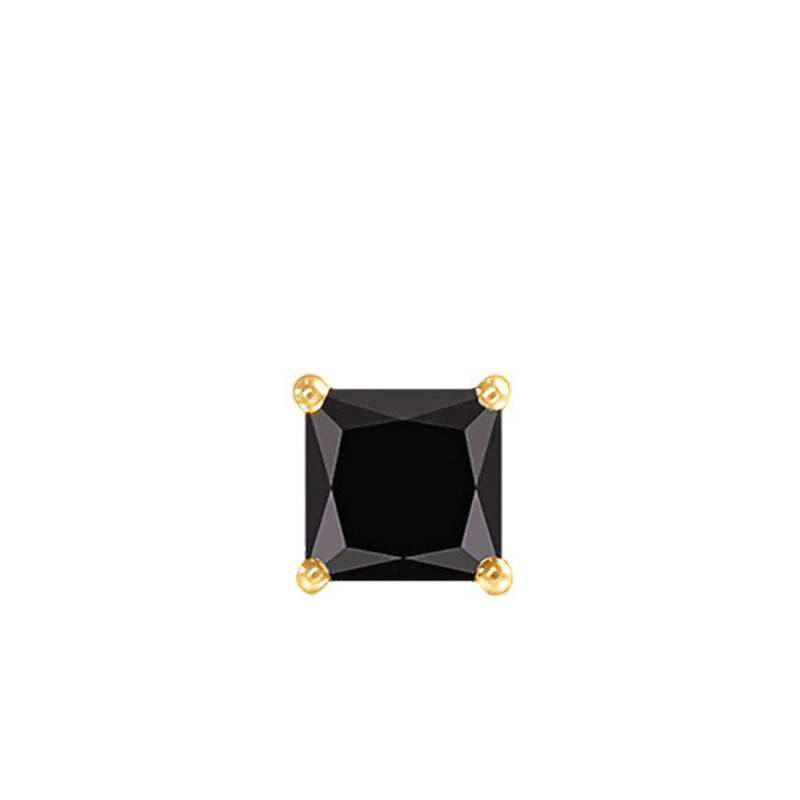 1 750/1000 Yellow Gold & Black Square 0,50 ct Stud Earring - Emanessence