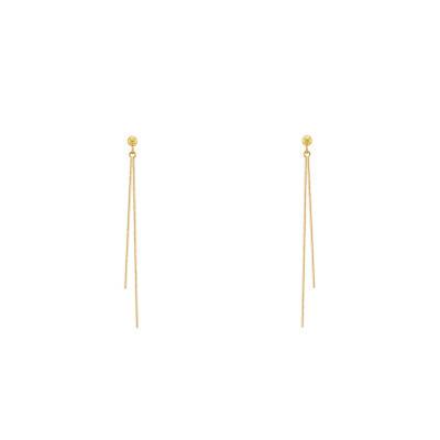 "750/1000 Yellow Gold Chain Drop Earrings" - Ocarat