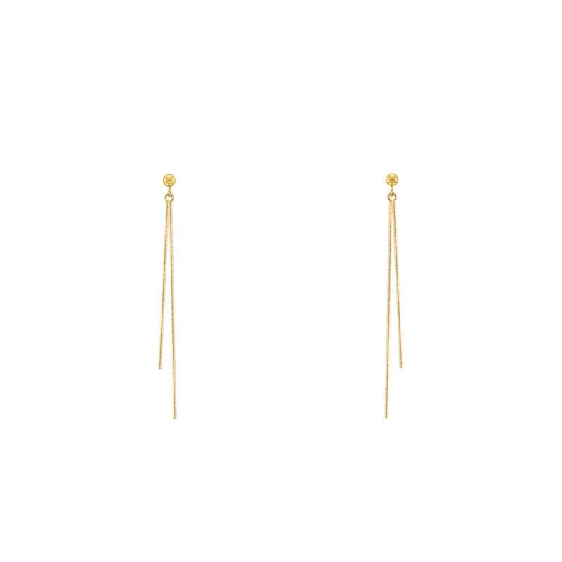 "750/1000 Yellow Gold Chain Drop Earrings" - Ocarat