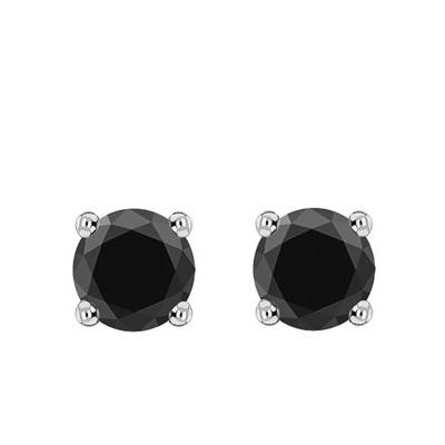 Puces d'oreilles diamants noirs et Or Blanc 750 - Emanessence