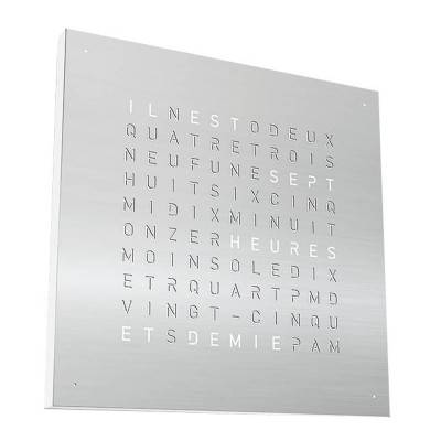 Earth 45 Wall Clock: Stainless Steel QT5FRSS (French) - 45 cm - Qlocktwo
