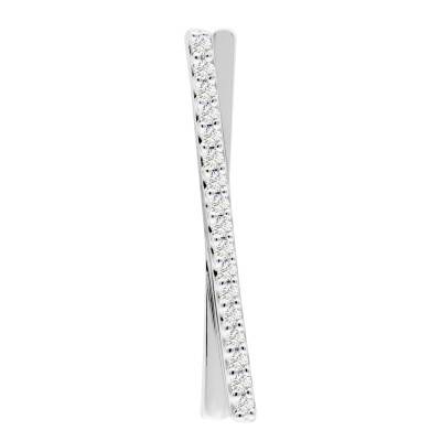Pendentif Double Croisé en Or Blanc 375 & Diamants 0,05 ct - Emanessence