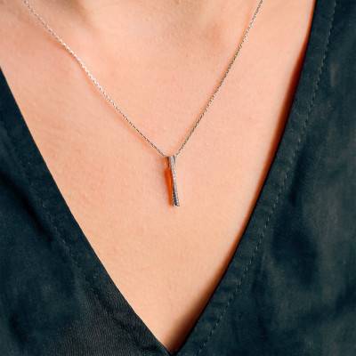 375/1000 White Gold & Diamonds 0.05 ct Double Cross Pendant - Emanessence