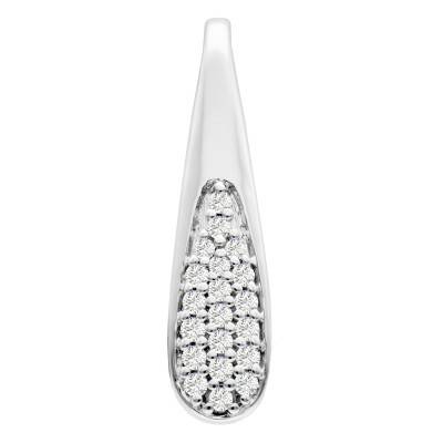 Pendentif Goutte en Or Blanc 375 & Diamants 0,09 ct - Emanessence
