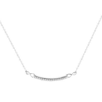 Collier en Or Blanc 375 & Diamants 0,10 ct, Longueur 45 cm - Emanessence