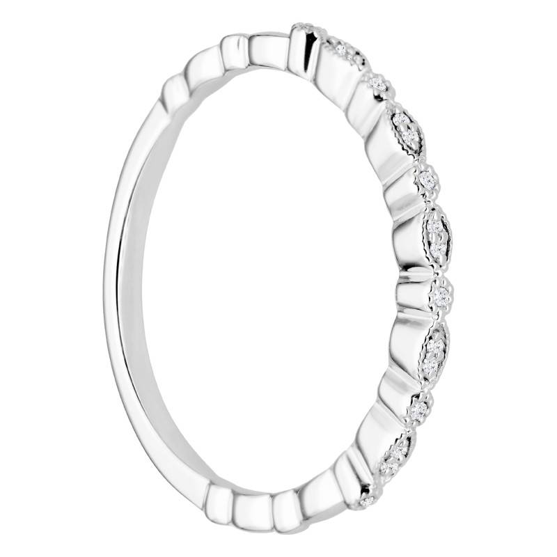 375 White Gold & 0.03 ct Diamond Textured Ring - Emanessence