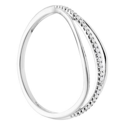 Bague Triple Courbée en Or Blanc 375 & Diamants 0,05 ct - Emanessence